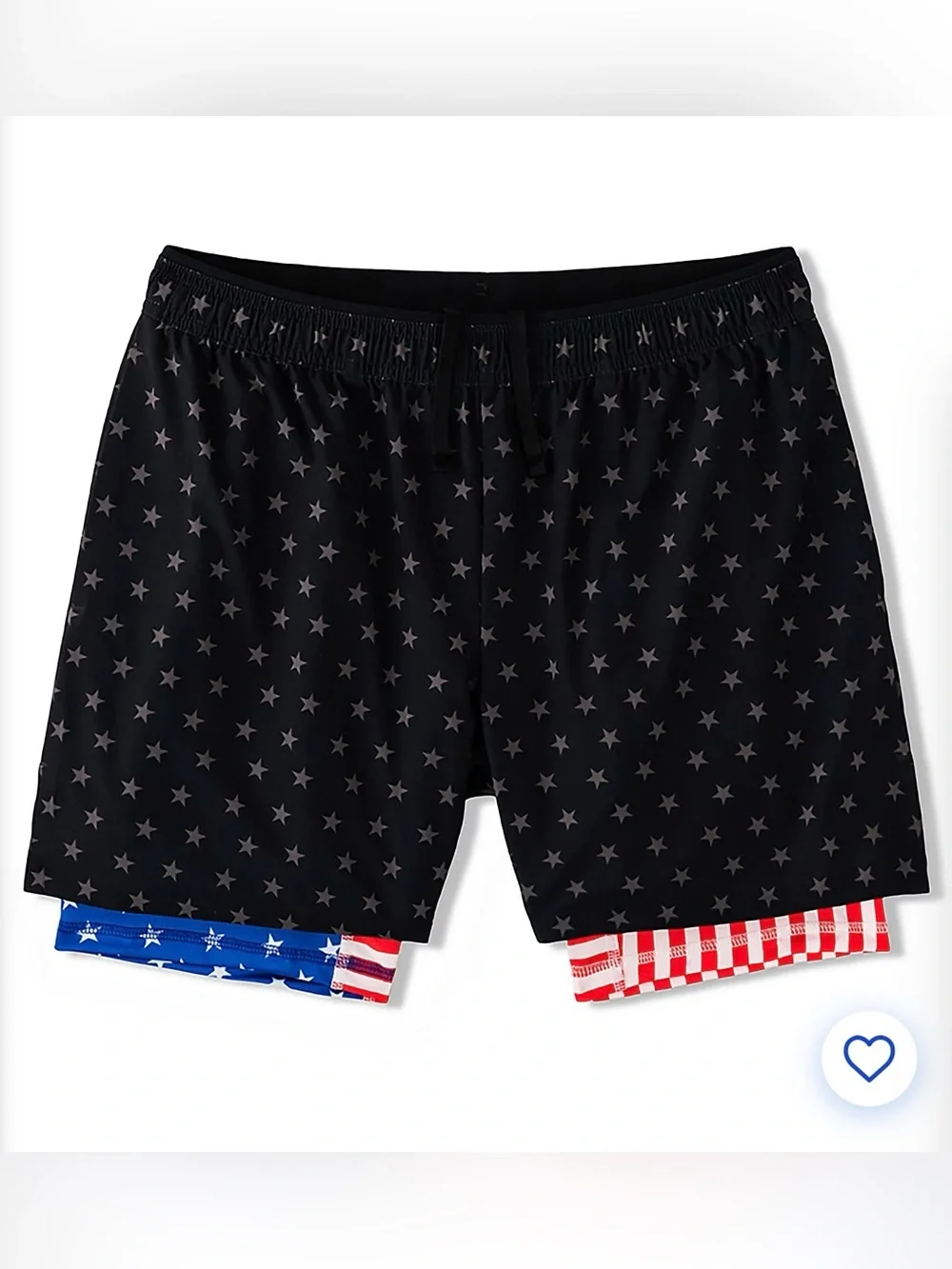 chubbies Black Star-Print Swim Trunks with Red, White & Blue Trim